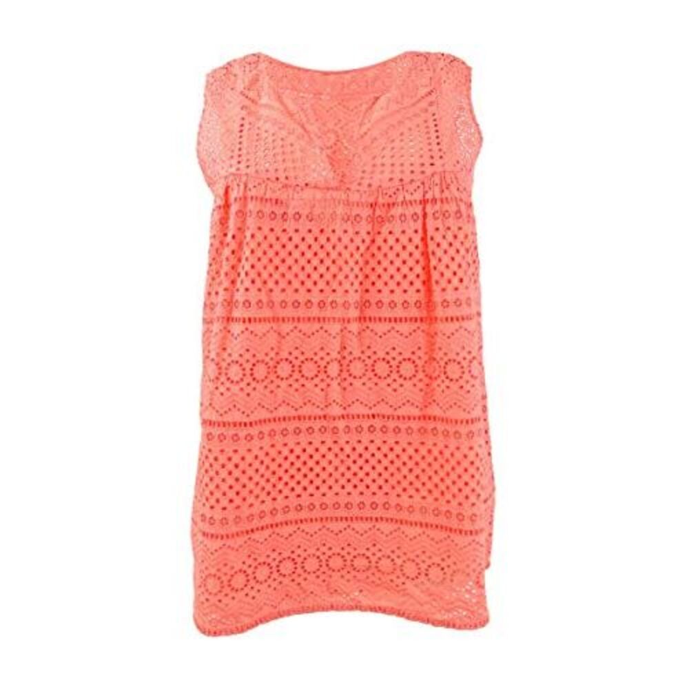 Lucky Brand womens Eyelet Tank Top Shirt, Persimmon, Large US